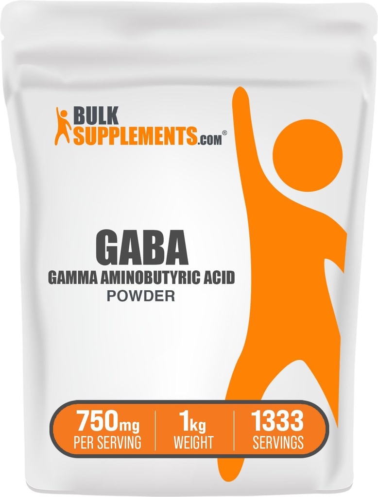 BulkSupplementments.com GABA Powder - Gamma Aminomasul acid, GABA Supplement, Amino Acid Acid Supplement - Gluten Free, 750mg per Serving, 1kg (2,2 lbs) (Pack of 1)