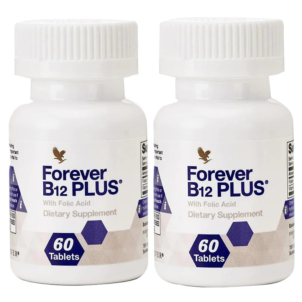 Forever Living - B12 Plus - Essential B Vitamíny pre energiu, imunitnú podporu a zdravie červených krviniek - Vegán, vegetarián a bez lepidla - 120 tabliet