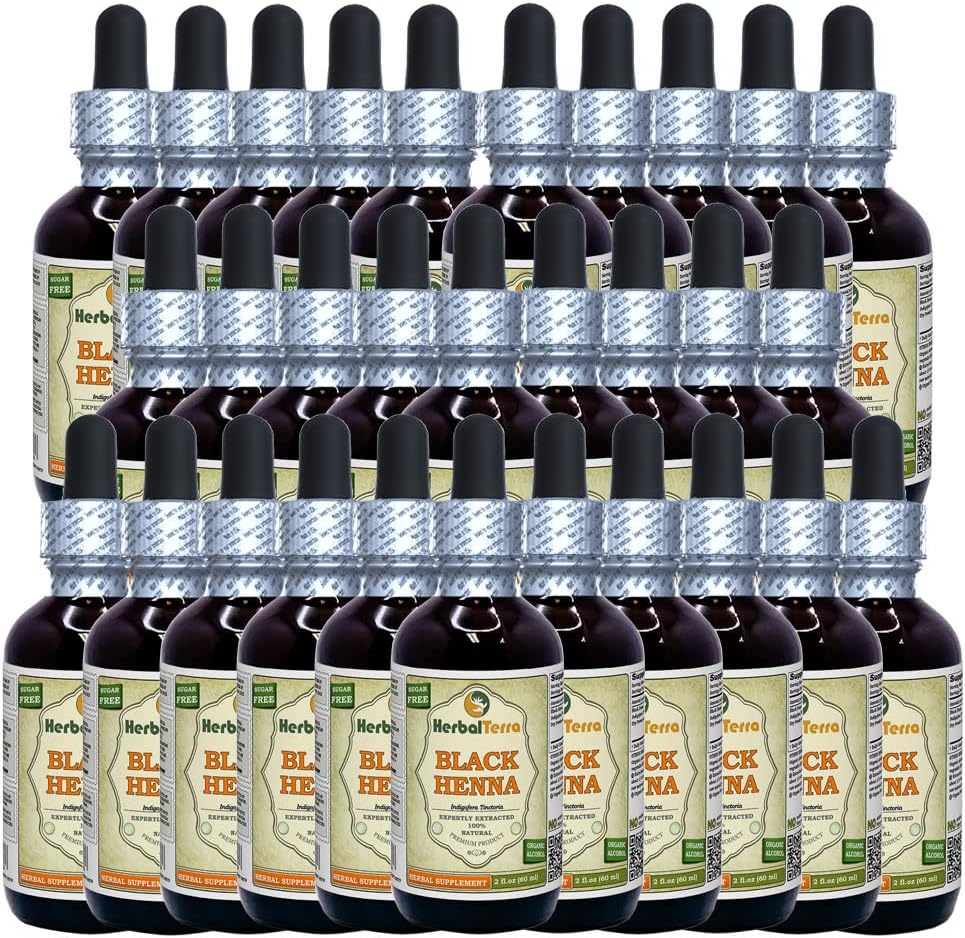 Čierna Henna (True Indigofera tinctoria) Tincture, Liquid Extract (Brand Name: HerbalTerra, hrdo vyrobené v USA) 30x2 fl.oz (30x60 ml)