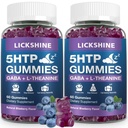 2 balenie 300MG 5-HTP GABA spánok doplnok Gummy s 200 mg L-Theanine doplnok pre mozog, modulátor a podporu spánku, Melatonin-free, Omega 3-6-9 pre prírodné Zzzs, čučoriedková chuť