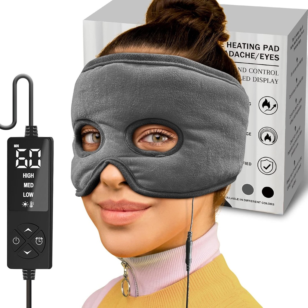 Sticro Sinus Relief Maska Moist Heat s 3 Temp Nastavenia, Ex-Veľké bolesti hlavy Maska Elektrická tvár Vykurovací Pad pre Sinus Relief Tlak, Migréna, Napínacia bolesť hlavy Relief