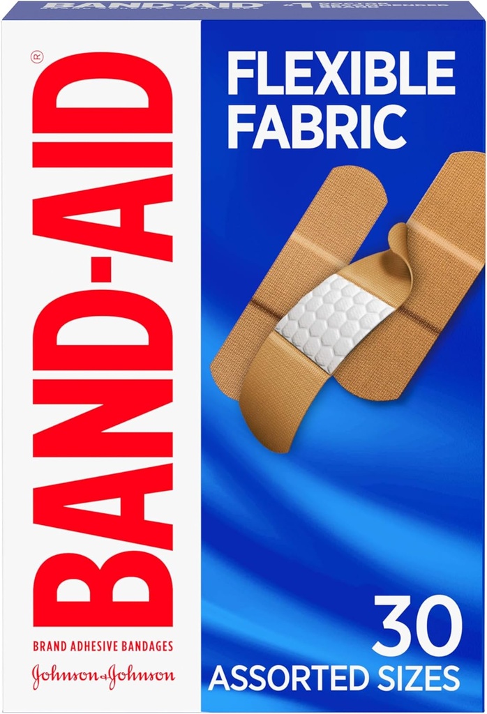 Band-Aid značky Flexibilné tkaniny adhezívne pásy, Pohodlné Sterilná ochrana a starostlivosť o rany pre menšie rezy a popáleniny, Quilt-Aid technológie pre Cushion bolestivé rany, rôzne veľkosti, 30 ot