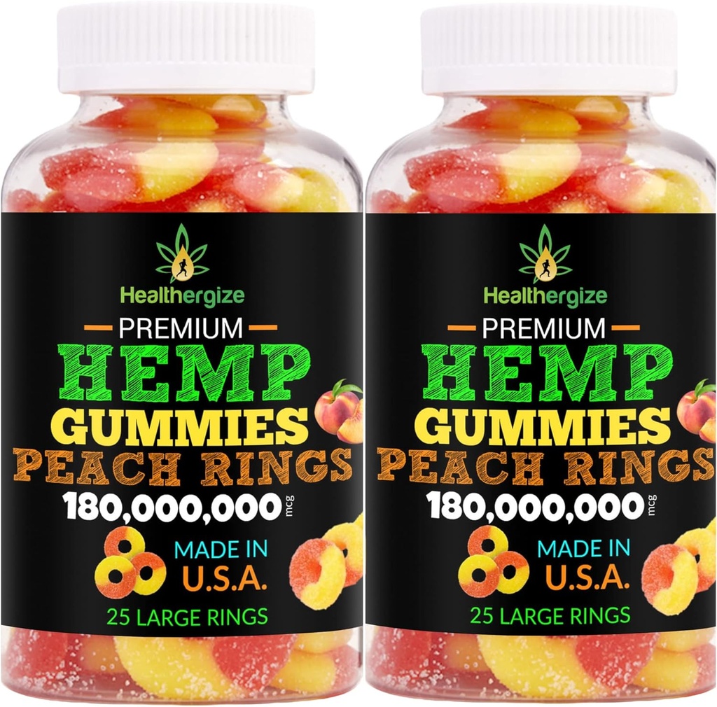 2BALENIE Hemp Gummies-Fresh Delicious Gummy Peach-pre spánok, Pokoj a relax, Back-Premium Hemp Oil Gummy Euches, Natural Hemp Party-Made v USA