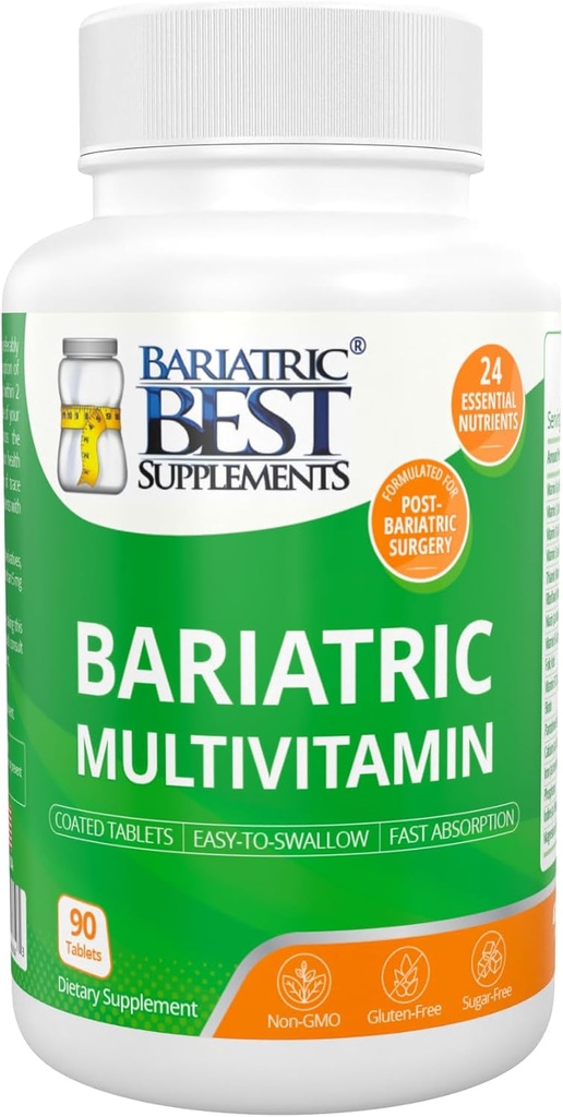 Bariatrický multivitamín so železom pre post-gastrické bypass a rukávy chirurgia, Energetické doplnky, 90 tabliet, 24 Essential Nutrients, Formulované podľa Bariatrickí chirurgovia na ASMBS Guidelines