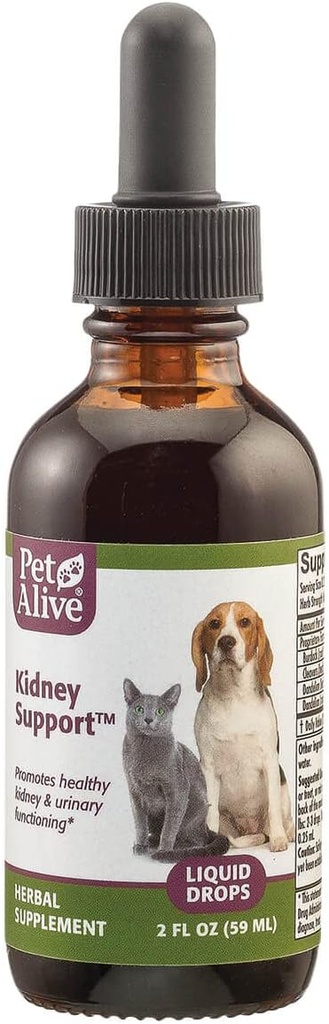 Pet Alive Obličky Podpora - Všetky prírodné bylinné doplnky podporuje zdravé obličky a močové fungovanie v Mačky a psy - 59 ml