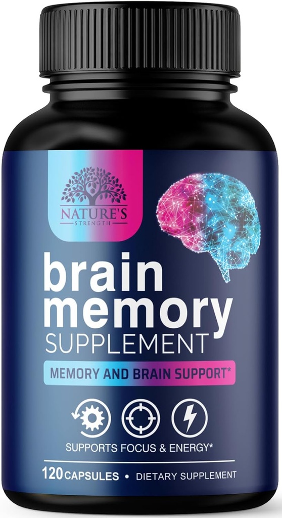 Brain Memory Supplement Pills - 3X Sila Nootrops pre koncentráciu, jasnosť a zaostrenie Podpora - Brain Health Cognitive Vitamíny s Bacopa, Fosfatidylserine & DMAE, Brain Booster - 120 Kapsule