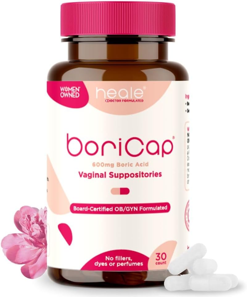 BoriCap - Boric Acid Suppitory for Women - 600 mg - Vaginal Health & Balance, Itch & Odor - Natural Relief - Feminine Care - Feminine Hygiene Products - Made in USA by Heale - 30 Kapsule
