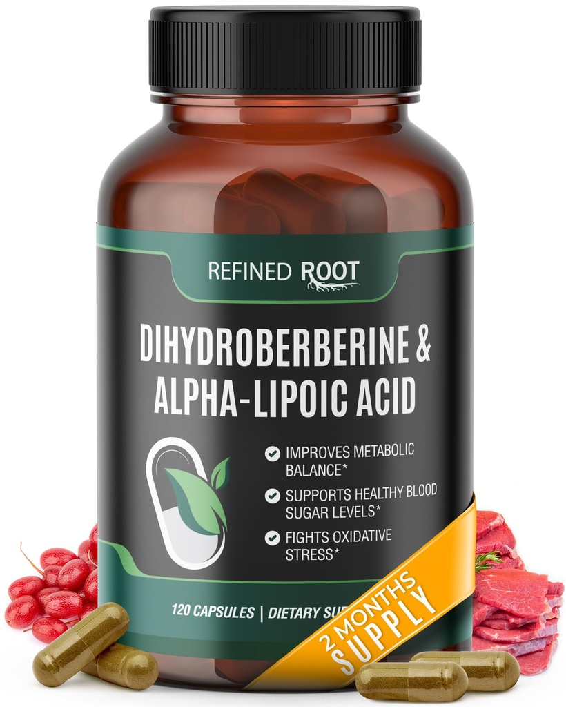 Rafinovaný Root Dihydroberberberberine 300mg s Alfa Kyselina lipová 600mg doplnok - Extra sila Berberine Supplement with Alpha-Lipoic Acid (ALA) - Advanced Dihydroberberberberberine for Optimal Health
