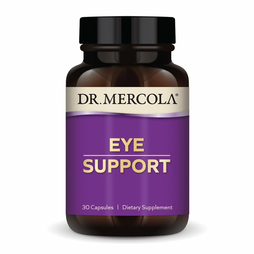Dr. Mercola Eye Support - Supports Eye & Vision Health - with Lutein, Zeaxantin, Organic Astaxantin & Black Currant - Non-GMO, Gluten-Free & Soy Free - 30 Capsules (30 Servings)