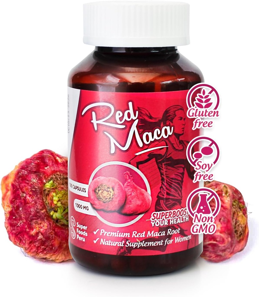 Sikyriah Red Maca Extract Kapsule pre ženy l 100 Gróf l Female Health Supplement l Energy Booster and Hormone Regulator l 100% Organic and Natural maca Root l