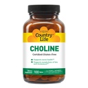 Country Life Choline 266mg, Certified Gluten Free, Certified Vegan, Certified Halal - 100 Tablety