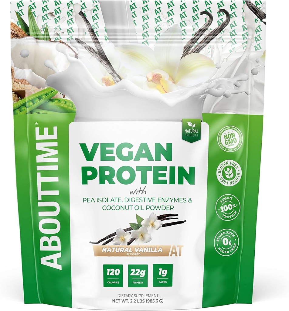 O Time Vegan Protein Powder 22g Vanilka, prírodné zložky, non-GMO, Plant Based, Gluten Free, Soy Free, Dairy Free, 32 Servings