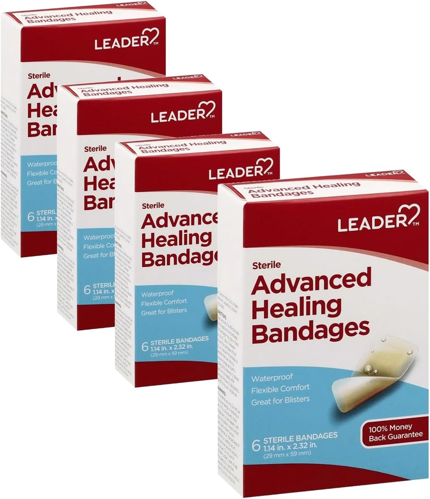 Lepidlá Leader Advanced Healing, Veľká jedna veľkosť, 6 Počet - vodotesné a flexibilné - 4 balenie