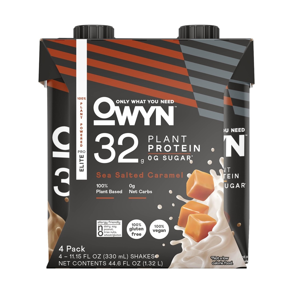 OWYN Sea Salt Caramel Elite Plant Protein Shake 4ks, 11.15 FZ