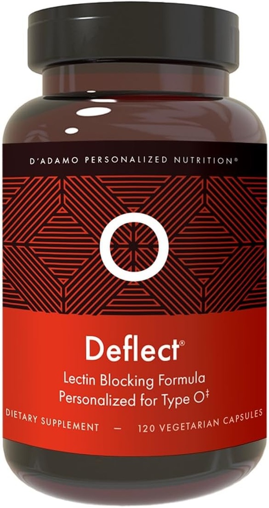 D'Adamo Personalizované Výživa Deflect Lectin Blocker (Blood Type O) - 120 Vegetariánske kapsule. Metabolizmus Booster. Imunitná podpora. Vyrobené v USA.