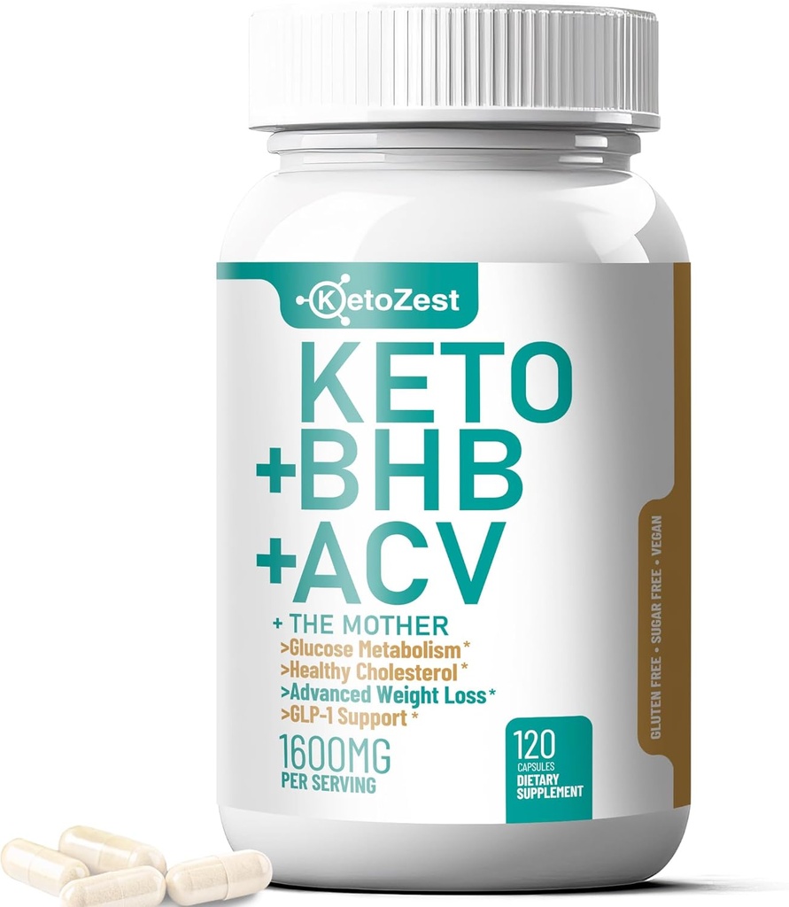 Keto ACV BHB Kapsule 1600mg pre Advanced Weight Loss & Belly Fat Burn - Organic Apple Cider Vinegar s Mother Ketones Vegan Supplement - s vitamínom D3 Zinkový chróm pre mužov Ženy