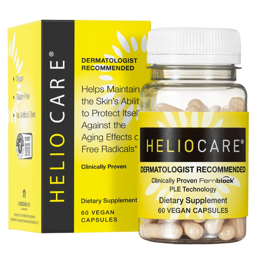 Heliocare starostlivosť o pleť Dietary Supplement: 240mg Polypodium Leucotomos Extract Pills - Antioxidant Rich Formula s Fernblock a PLE Technology - 60 Veggie Kapsule