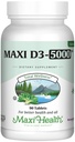 Maxi Zdravie Vitamín D3 5000 IU (125 μg) - Vysoká dávka Vitamín D 5000 IU - Zdravé kosti, zuby, Imunitná podpora - Kosher Čistá vysoká potencia Vit D3 (90 tabliet)