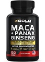 Maca Root Kapsule 10 000mg + Korean Panax Ginseng 1,400mg - 20x Koncentrovaný extrakt Black + Red + Yellow Maca Root, 10x Koncentrovaný extrakt Panax Ginseng Kapsule - Ultra Potent & Highly Purified