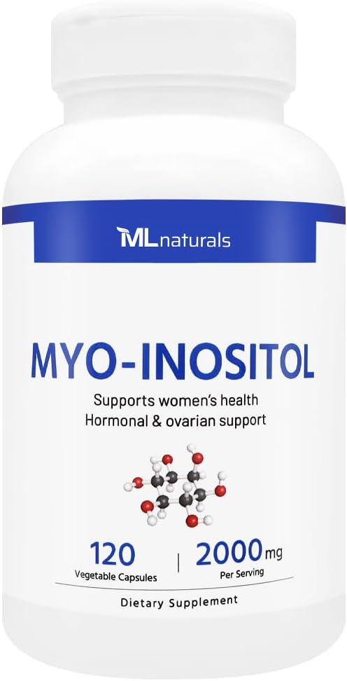 ML Naturals Myo-Inozitol 2000 mg 120 Rastlinné kapsuly, NSF-Certifikované a cGMP-Compliant
