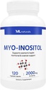 ML Naturals Myo-Inozitol 2000 mg 120 Rastlinné kapsuly, NSF-Certifikované a cGMP-Compliant