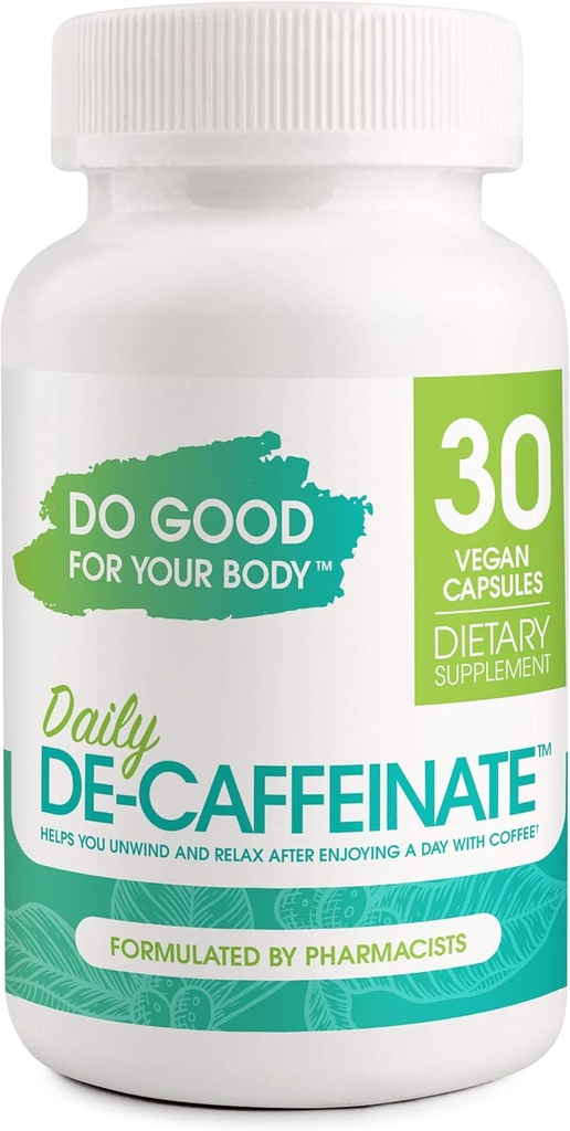 Denné De-Caffeinate, Rutaecarpine, Natural Acting non-Adcitive Deep Sleep Aid for Coffee, Kofeín milovníci, Oddýchnuť a relax, 30 Kapsule