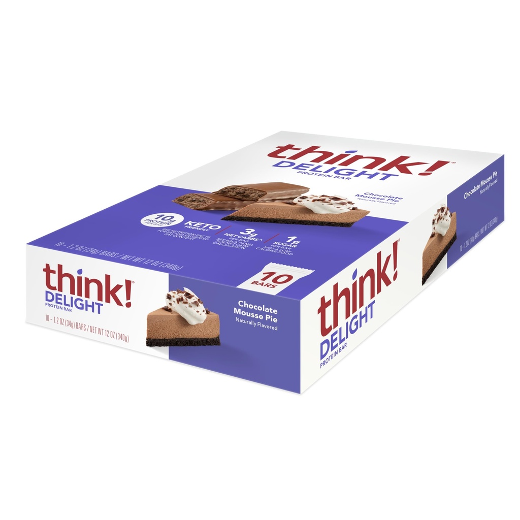 Mysli! Delight, Keto Protein Bars, Healthy Low Carb, Gluten Free Snack - Chocolate Mousse Pie, 10 gróf (Backaging May Vary)