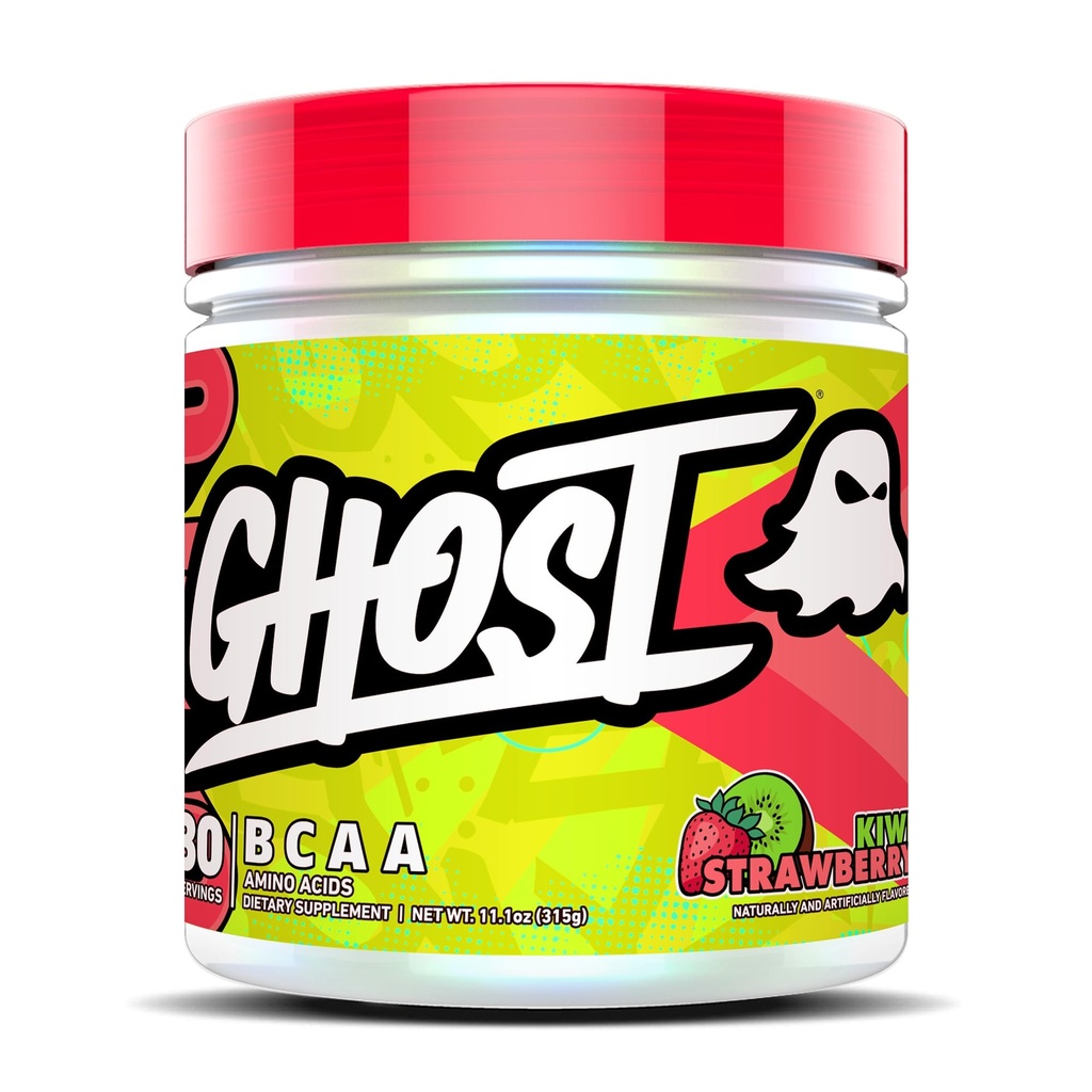 GHOST BCAA Powder Amino Acides Supplement, Kiwi Strawberry - 30 Servings - bez cukru Intra, Post & Pre Workout Amino Powder & Recovery Drink, 7G BCAA