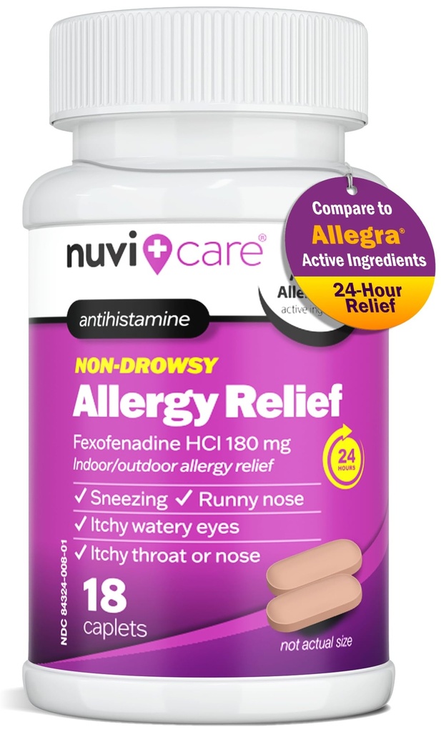 Fexofenadín 180 mg 24 hodín - Fexofenadín Hydrochlorid 180 mg Antihistaminikum na úľavu od alergie, hives, Runny nose, svrbenie, v porovnaní s Allegra 24 hodín Nedýchavá alergia Medicína (18 počet)