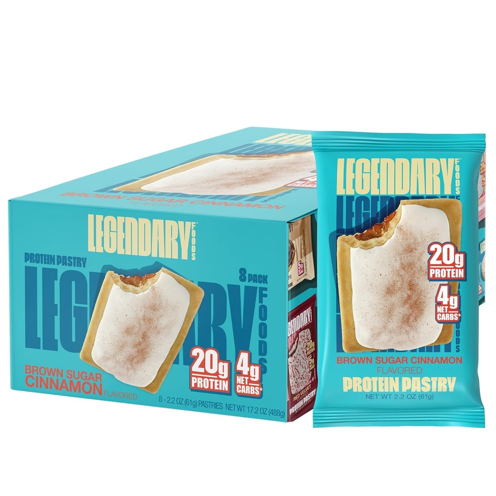 Legendary Foods 20gr Protein Pastery 9-Pack Bundle - Nízky Carb Chutný proteín Bar Cedric Keto Friendly, No Cukor Pridané High Protein Breakfast Snacks, Gluten Free Keto Food - Brown Cukor Škorica