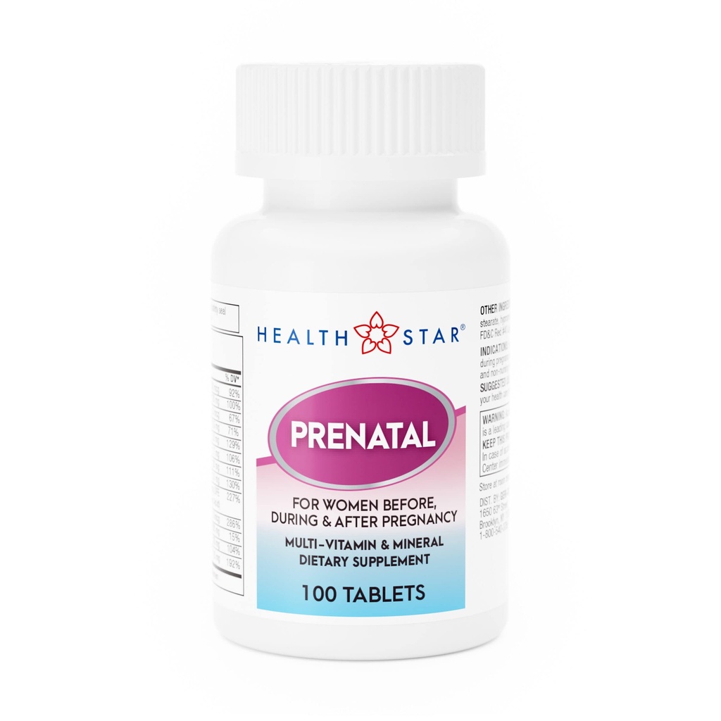 GeriCare prenatálny multivitamín podľa HealthStar pre zdravú mamu a dieťa - folát + vitamín C + vitamín D + železo + vápnik + B12-100 Tablety
