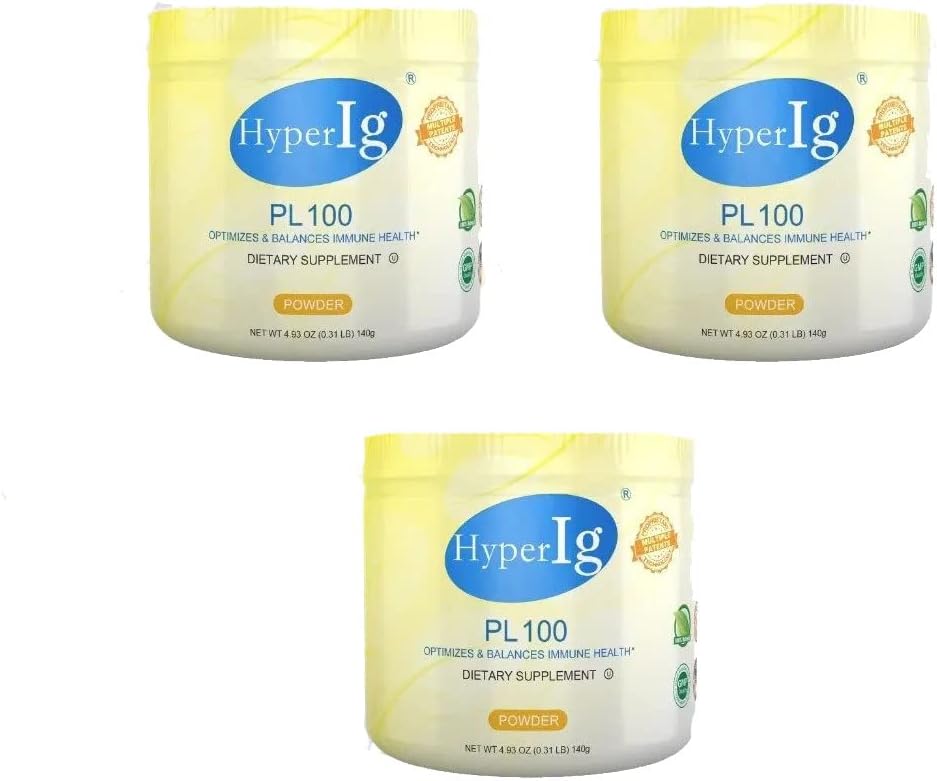 PL-100 Prášok na vaječný proteín, hyperimunitné vaječné doplnky, 140g - Immune Boost, tráviace zdravie, starostlivosť o kĺby, energia a svalová sila, 3 kanistre bez lepku