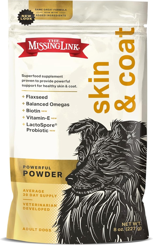The Missing Link - Original All Natural Superfood Dog Supplement- Balanced Omega 3 & 6 to Support Healthy Skin & Coat – Skin & Coat Formula – 8oz