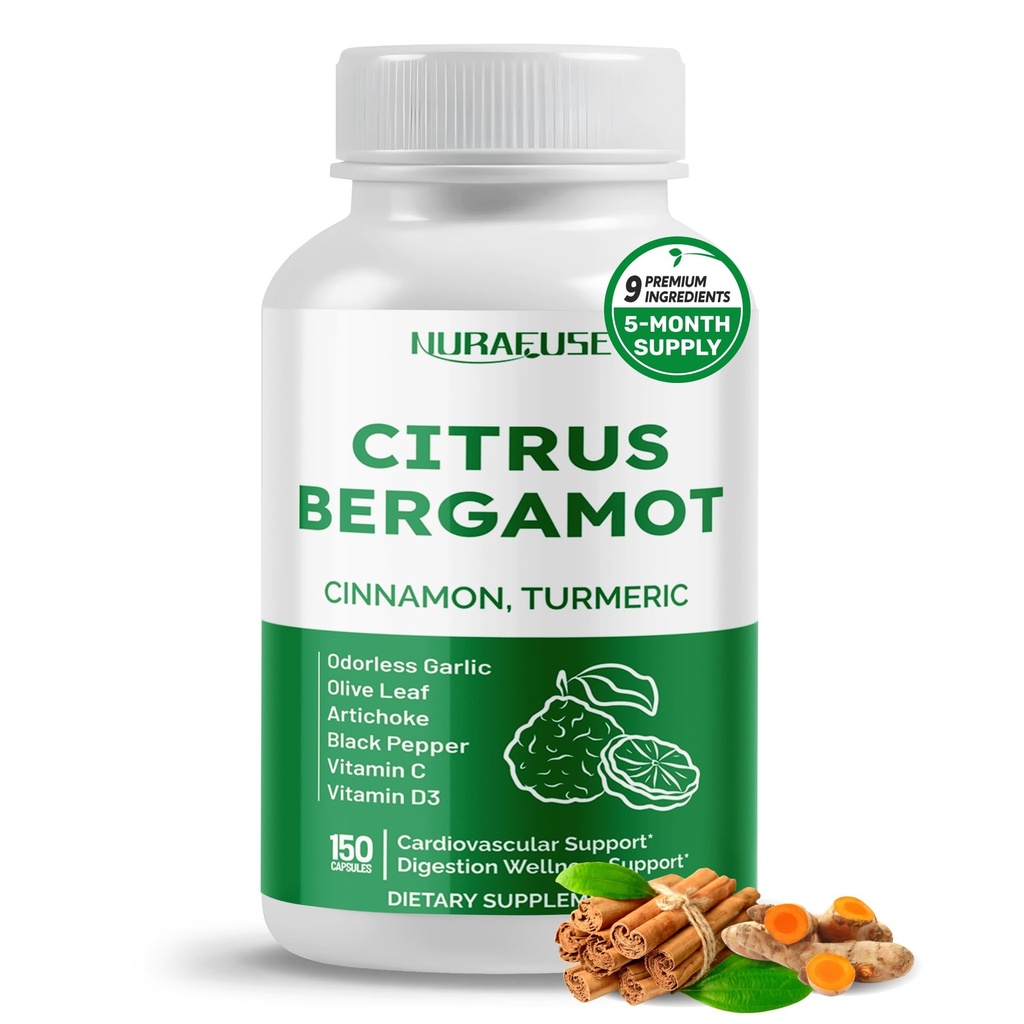 Citrus Bergamot 9-in-1 Formula - so Škorica Turmeric Odorless cesnak, Olive Leaf, Artičok - Vyrobené a testované v USA