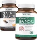 Black Seed Oil & Irish Sea Moss (1-Month Supply) - Wellness Duo Bundle of Black Seed Oil (60 kapsule) Cold-Pressed Nigella Sativa & Irish Sea Moss (60 kapsule) s Bioperine a Bladderwrack