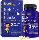 LOVEBUG probiotiká pre deti - deti probiotické žuvačky s prebiotikami pre starnúce 4+, denné deti a zdravie Gut, zápcha, trávenie a imunitná podpora doplnok, bez cukru, 60 mäkké perly
