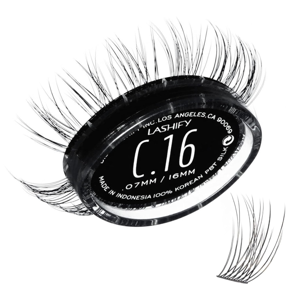 Lashife Curl 16mm Gossamer predĺženie rias Refill, čierna, DIY False Lashes pre prirodzený vzhľad