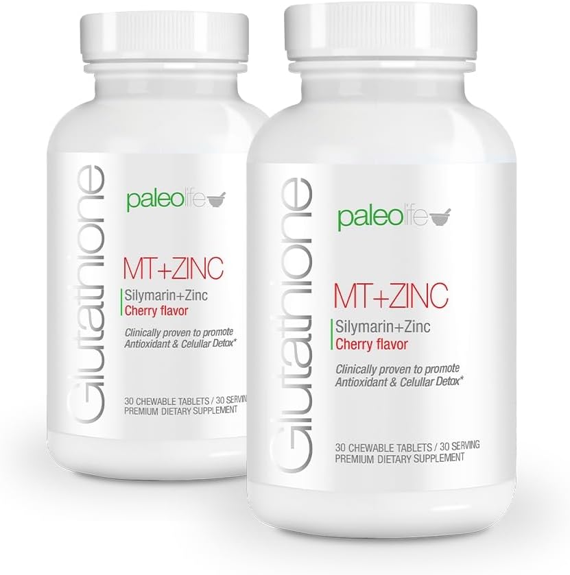 PaleoLife Premium Glutatión + mlieko bodliak + zinok - 60 žuvacie tablety, Cherry Flavor (2-Pack)