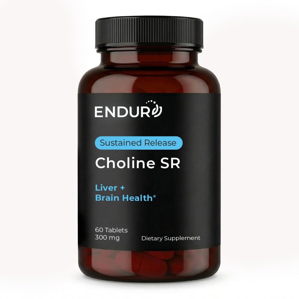 Endur Choline L(+) Bitartrate, Sustained Release Brain & Liver Support Supplement, Prenatal Safe, Vegan, Non- GMO, Gluten Free, 300 mg (60 tabliet)