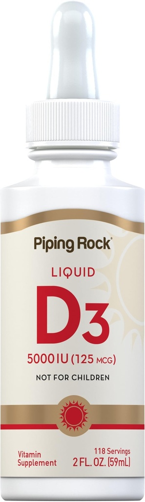 Piping Rock vitamín D3 tekutý 5000 IU (125 μg) 