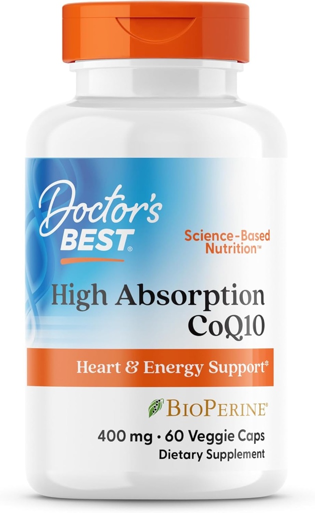 Doktor's BEST High Absorbtion CoQ10, Heart & Energy Support, USP Overené, Prirodzene Fermented CoQ10, Non-GMO, Gluten Free, Soy Free, Vegan 60 Veggie Caps