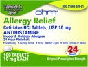 Ochm Cetirizín 10 mg tableta - celodenná úľava od alergie - 100 grófov - Antihistamine pre senohormón, peľ, suché svrbenie očí - účinná úľava od alergií po celý deň