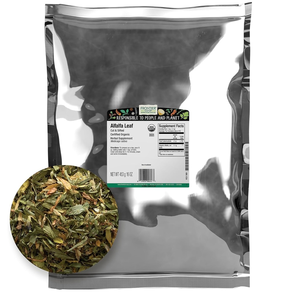 FRONTIER Organic Cut Sifted A lucerna Leaf, 16 OZ