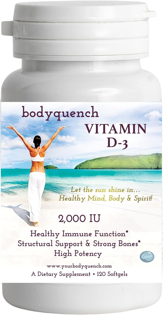 Vitamín D-3 - vysoká potencia - podporuje zdravú imunitnú funkciu, štrukturálnu podporu a silné kosti, 2000 IU na obsluhu 