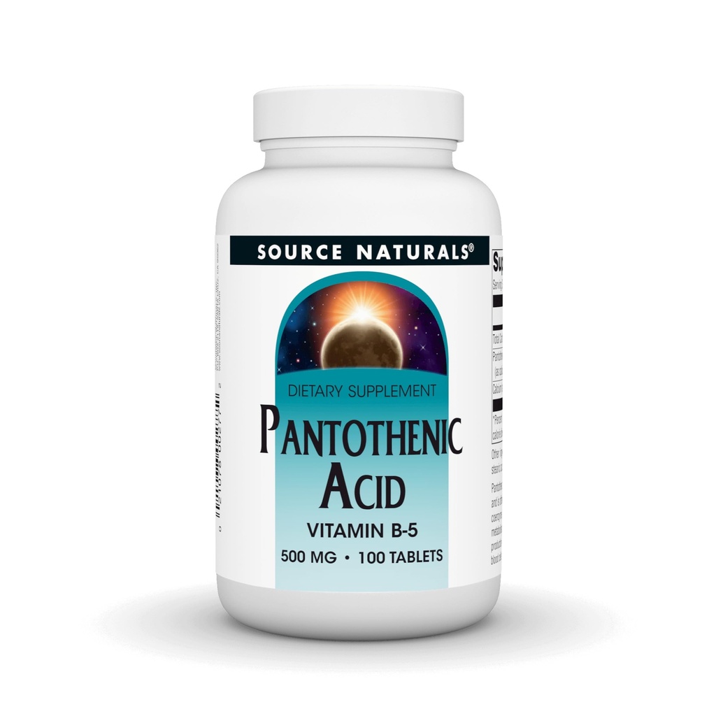 Zdroj Naturals Kyselina pantoténová 500 mg vitamín B-5 Diétne doplnky - 100 tabliet
