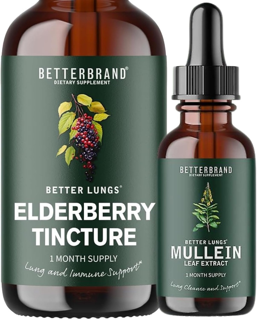 BetterLungs Mullein Leaf Extract a bazová tinktúra Bundle - Podpora zdravia pľúc