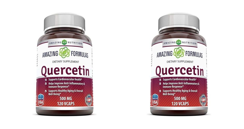 Amazing Formules Quercetin 500 Mg, 120 VCaps - Dietary Supplement, Vegan Kapsule, non-GMO, Gluten Free - Optimálne s vyváženou diétou a pravidelné cvičenie