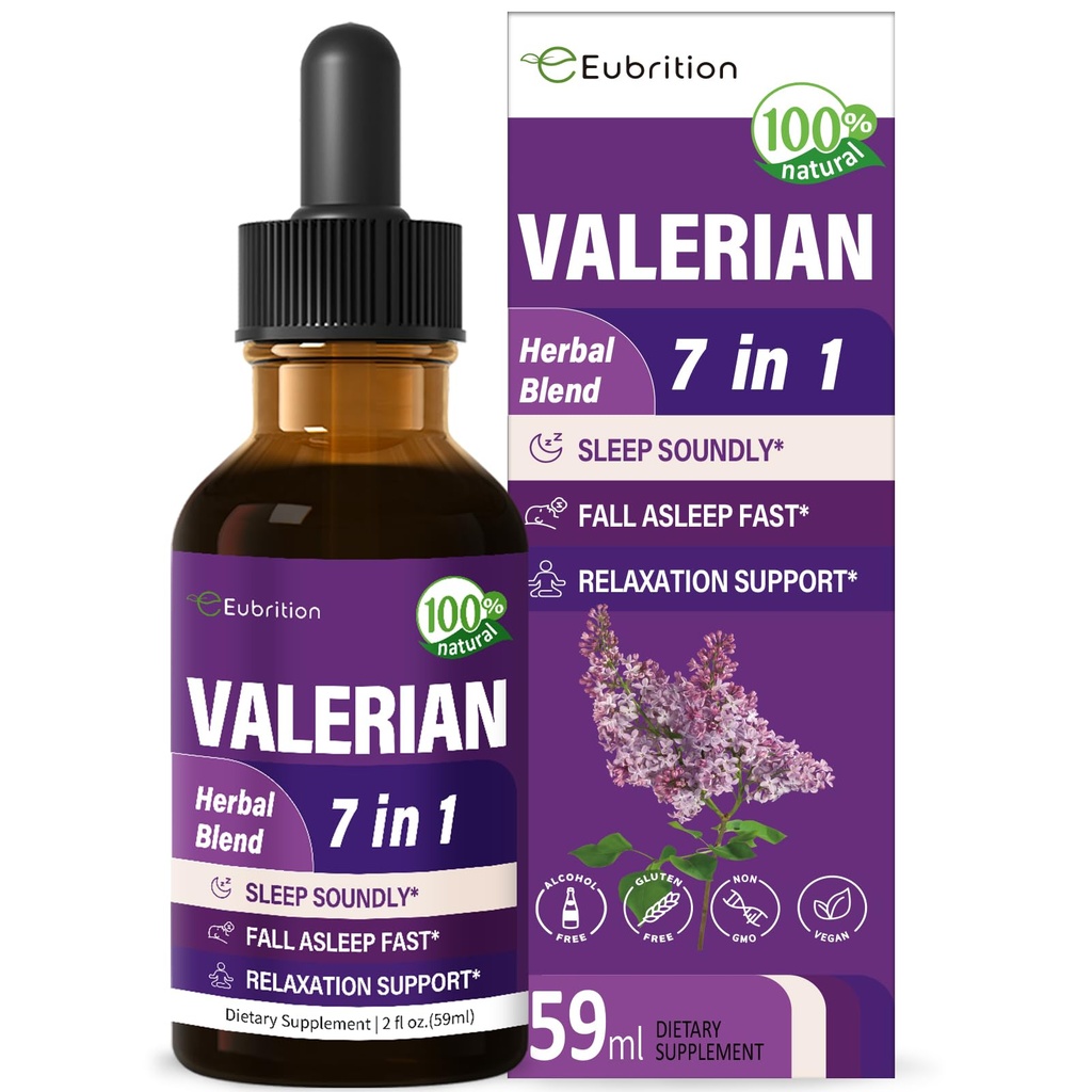 Valeriána Root Sleep Support kvapky, mučenka kvetu, harmančeka, levandule, Soursop listy, & Hibiscus Herb extrakt doplnok Tinktúra pre spánok zvukovo a hlboko. Skvelé pre Spánok. 2oz