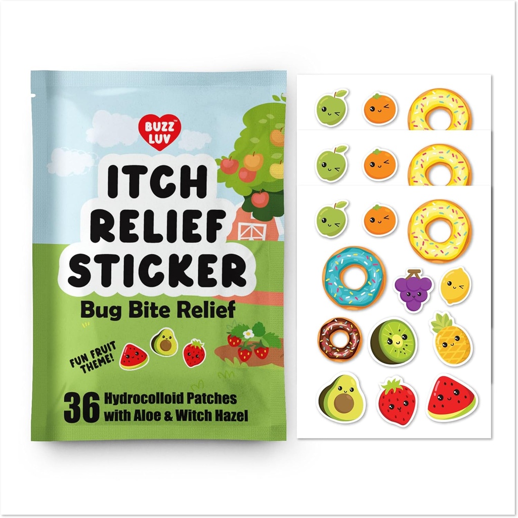 Hydrocolloid Sitch Relief Patch, pre Mosquitos, Kliešte, Midges, Pieskovce Bugs Relief, Anti-Itch Patch s Aloe a Witch Hazel, Uhryznutie hmyzu Relief, Kid-Priateľne, Prírodné ovocie tému