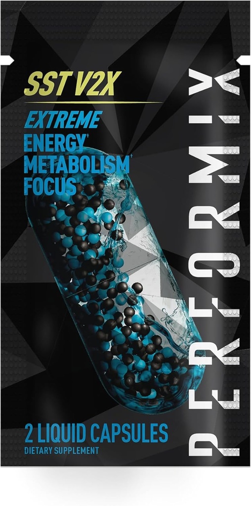 PERFORMIX - SST V2X - Pred tréningom - 300 mg kofeínu - Doplnky k energii - No Crash - Fitness ciele - Nootropic - Timed-Release for All Day Focus, Mood & Energy Boost - Muži a ženy - 2 Kapsule